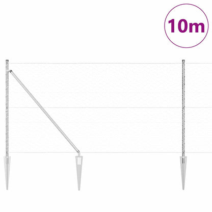 vidaXL Zaunpfosten Silber 10 x 1,4 m (50 mm Maschen) Stahl