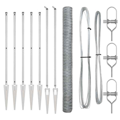 Zaunpfosten Silber 10 x 1,5 m (36 mm Netz) Stahl