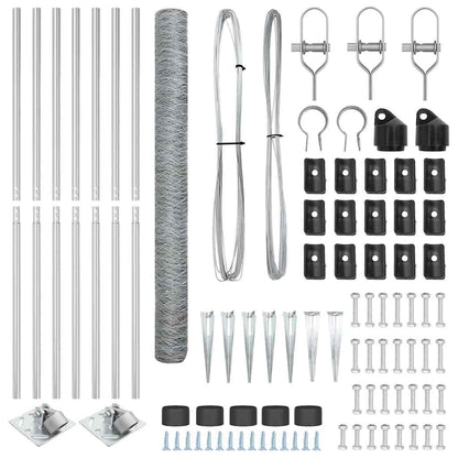 Zaunpfosten Silber 10 x 1,5 m (36 mm Netz) Stahl