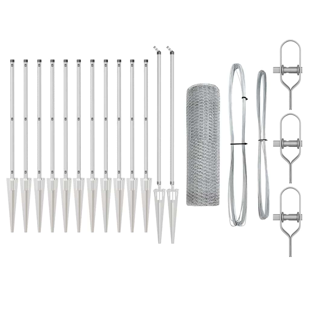 Zaunpfosten Silber 25 x 0,4 m (25 mm Masche) Stahl