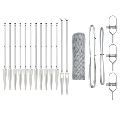 Zaunpfosten Silber 25 x 0,5 m (13 mm Maschen) Stahl