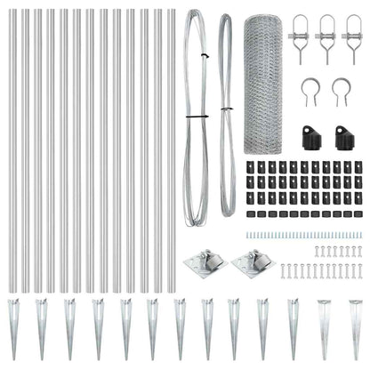 Zaunpfosten Silber 25 x 0,5 m (13 mm Maschen) Stahl