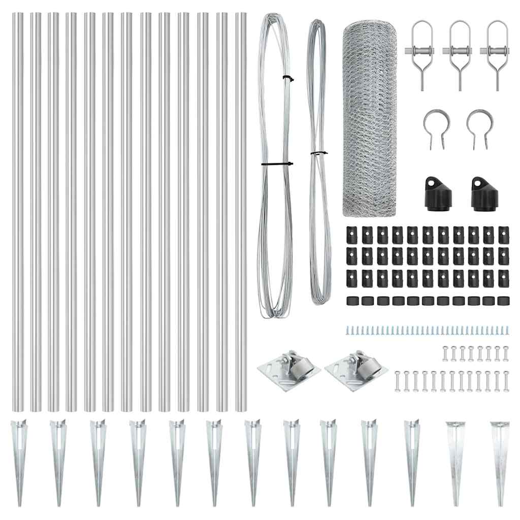 Zaunpfosten Silber 25 x 0,5 m (25 mm Netz) Stahl