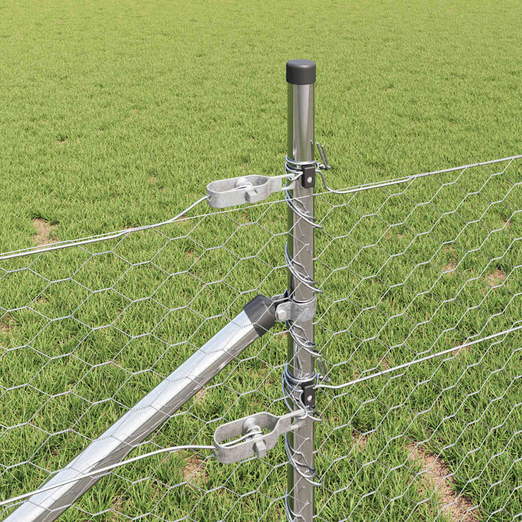 Zaunpfosten Silber 25 x 0,8 m (36 mm Netz) Stahl