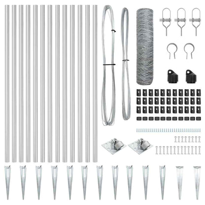 Zaunpfosten Silber 25 x 0,8 m (36 mm Netz) Stahl