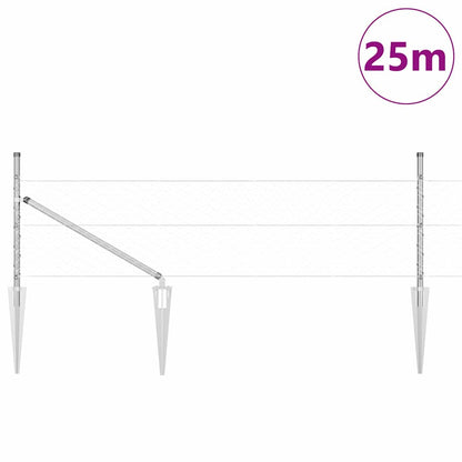 vidaXL Zaunpfosten Silber 25 x 0,8 m (50 mm Mesh) Stahl