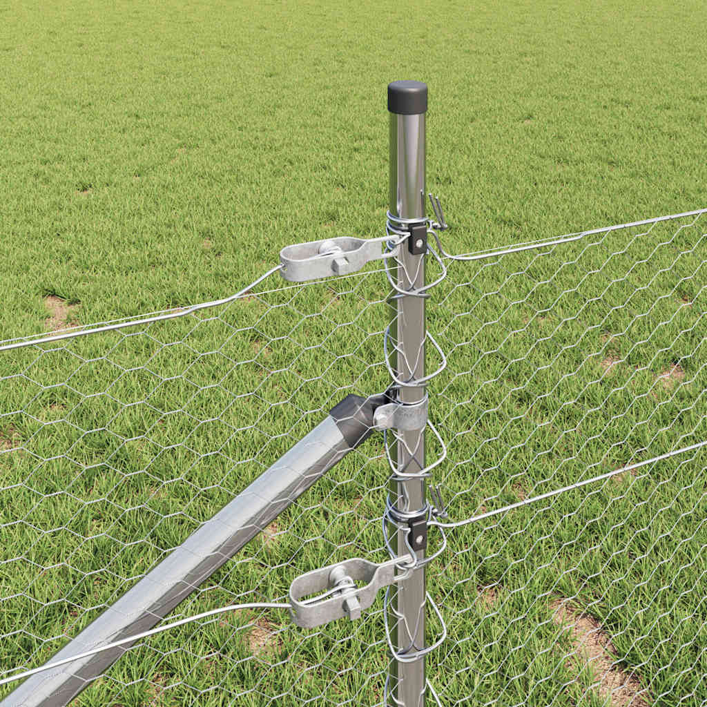 Zaunpfosten Silber 25 x 1 m (25 mm Maschen) Stahl