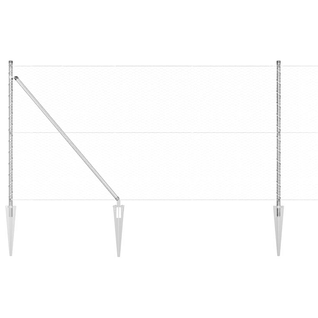 Zaunpfosten Silber 25 x 1 m (25 mm Maschen) Stahl