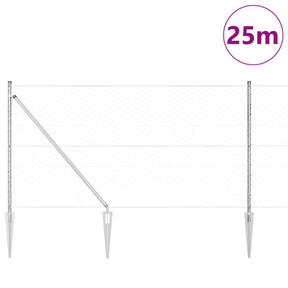 vidaXL Zaunpfosten Silber 25 x 1 m (50 mm Maschen) Stahl