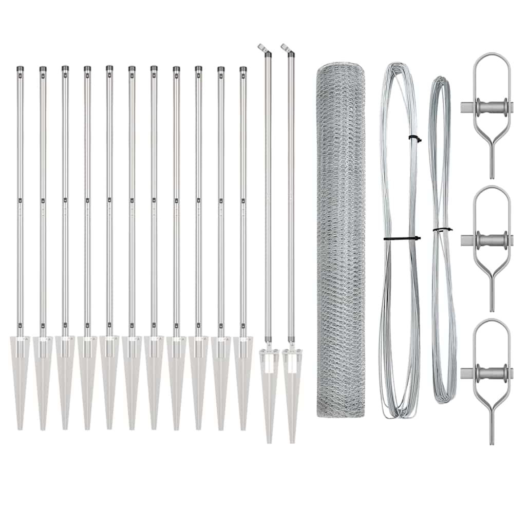 Zaunpfosten Silber 25 x 1,2 m (13 mm Maschen) Stahl