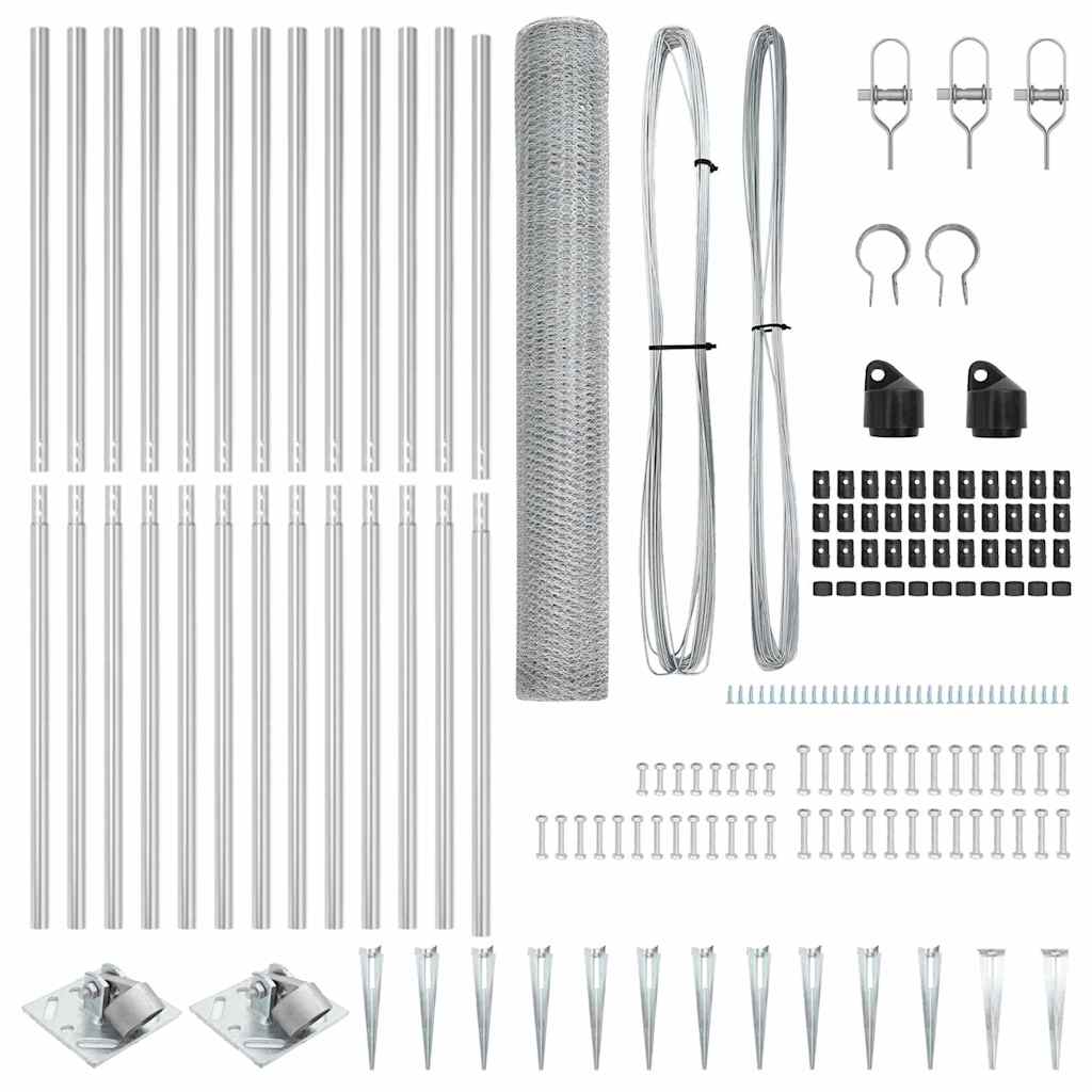 vidaXL Zaunpfosten Silber 25 x 1,2 m (25 mm Maschen) Stahl