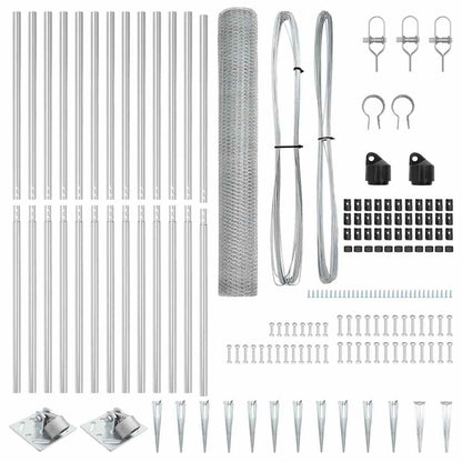 vidaXL Zaunpfosten Silber 25 x 1,2 m (25 mm Maschen) Stahl