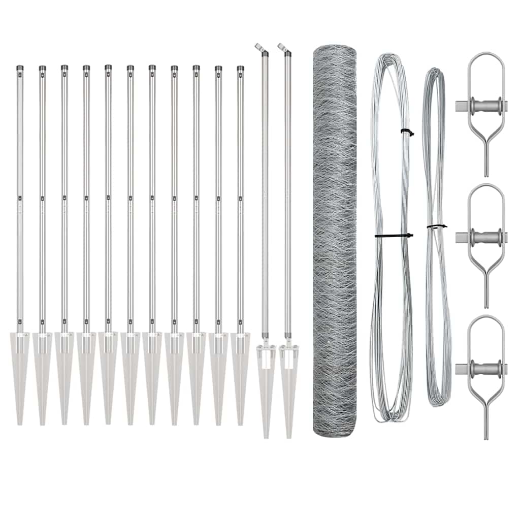 vidaXL Zaunpfosten Silber 25 x 1,2 m (36 mm Netz) Stahl