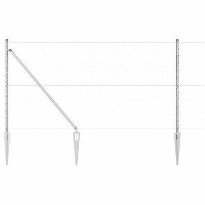 Zaunpfosten Silber 25 x 1,2 m (50 mm Maschen) Stahl
