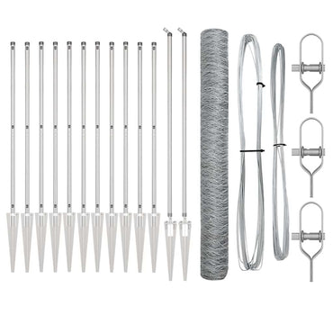 vidaXL Zaunpfosten Silber 25 x 1,4 m (36 mm Maschen) Stahl