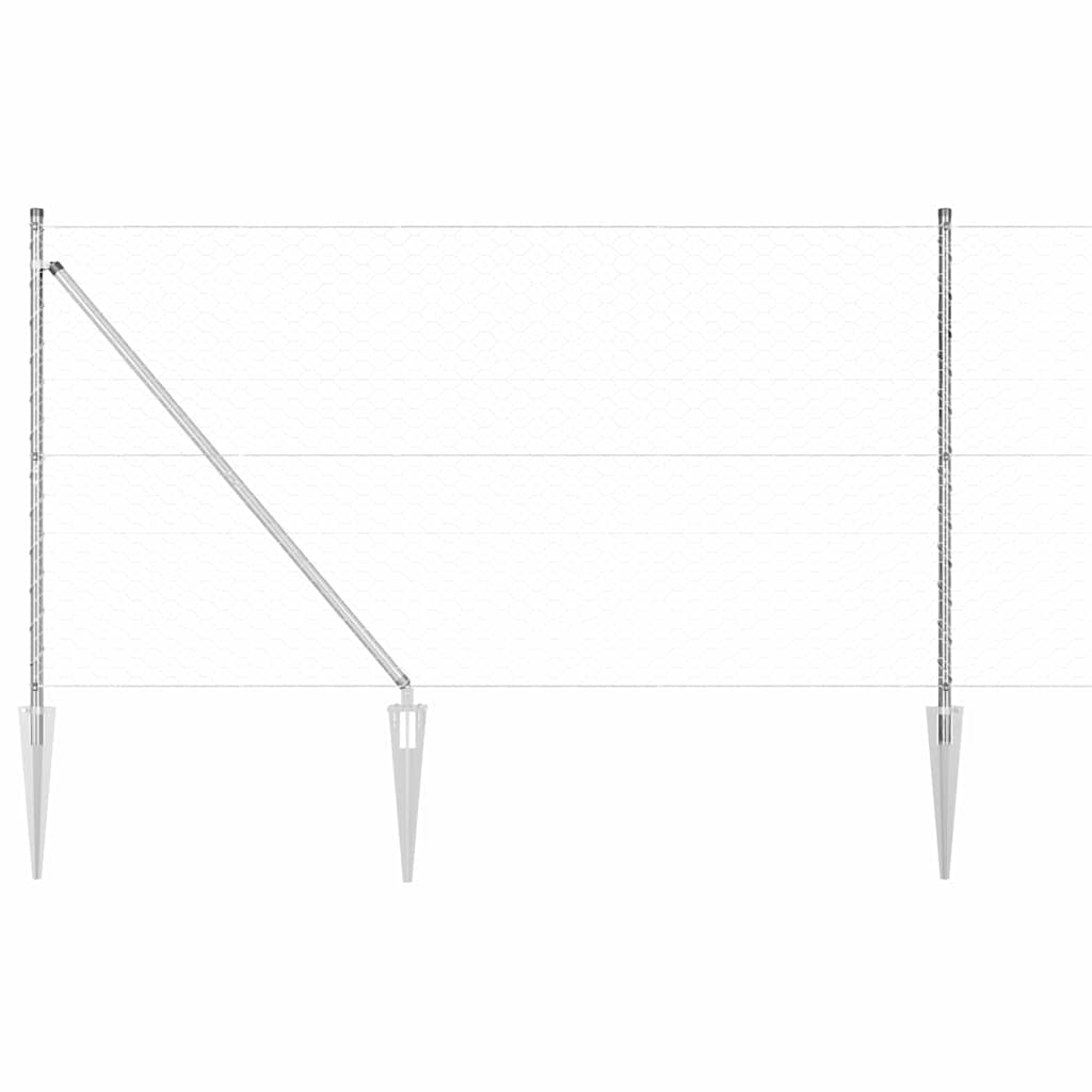 vidaXL Zaunpfosten Silber 25 x 1,4 m (50 mm Mesh) Stahl