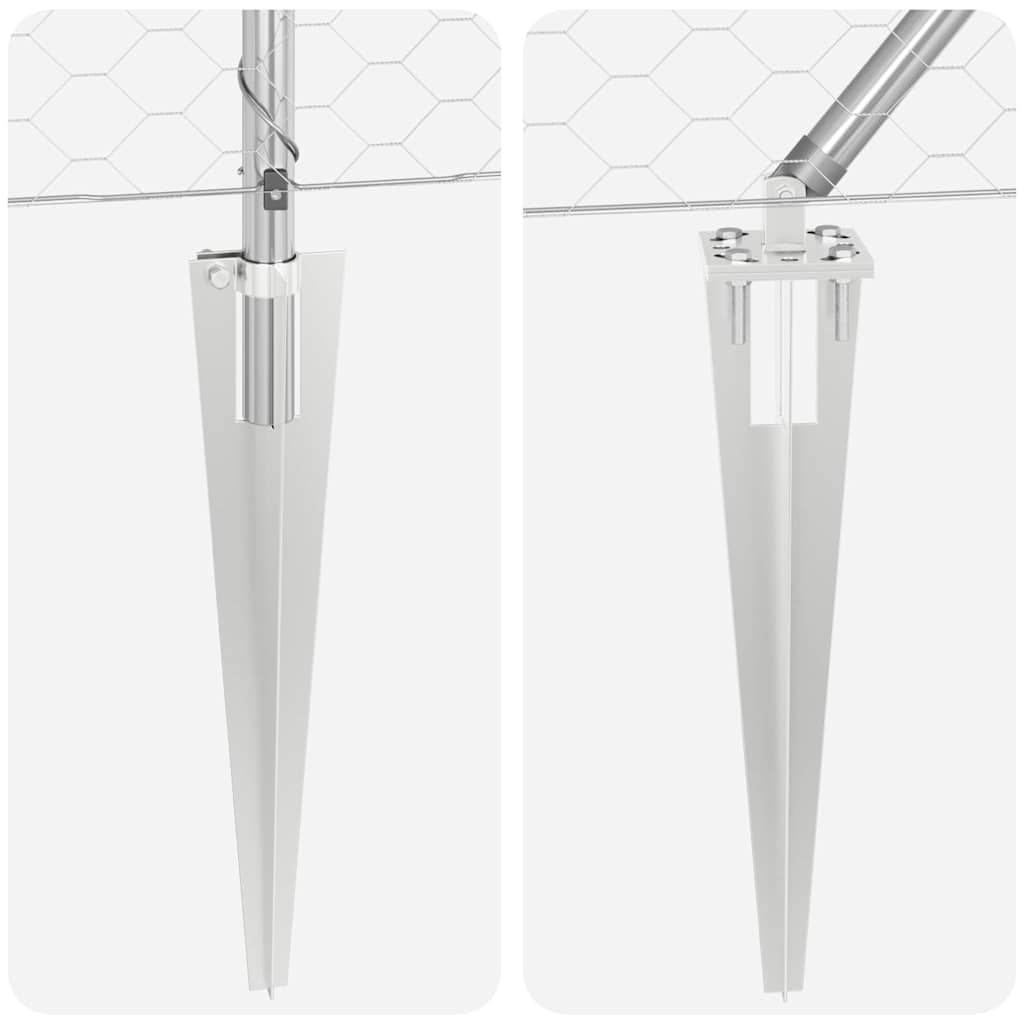 Zaunpfosten Silber 25 x 1,5 m (50 mm Maschen) Stahl