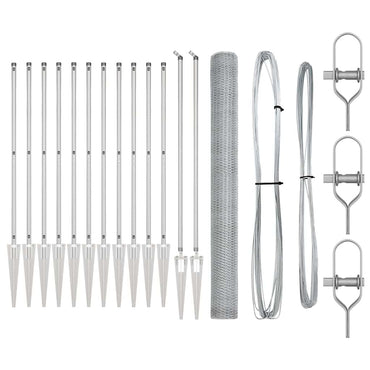 vidaXL Zaunpfosten Silber 25 x 1,6 m (13 mm Maschenweite) Stahl