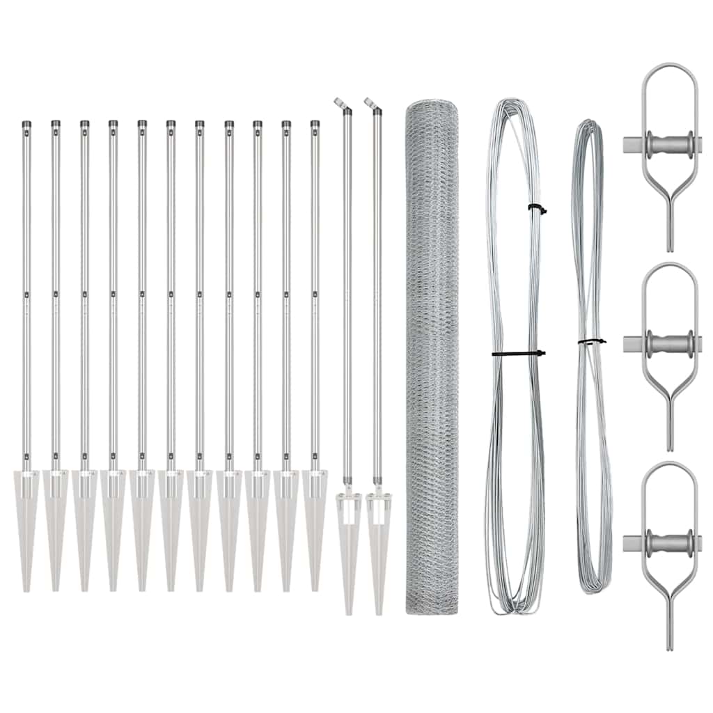 Zaunpfosten Silber 25 x 1,6 m (25 mm Netz) Stahl