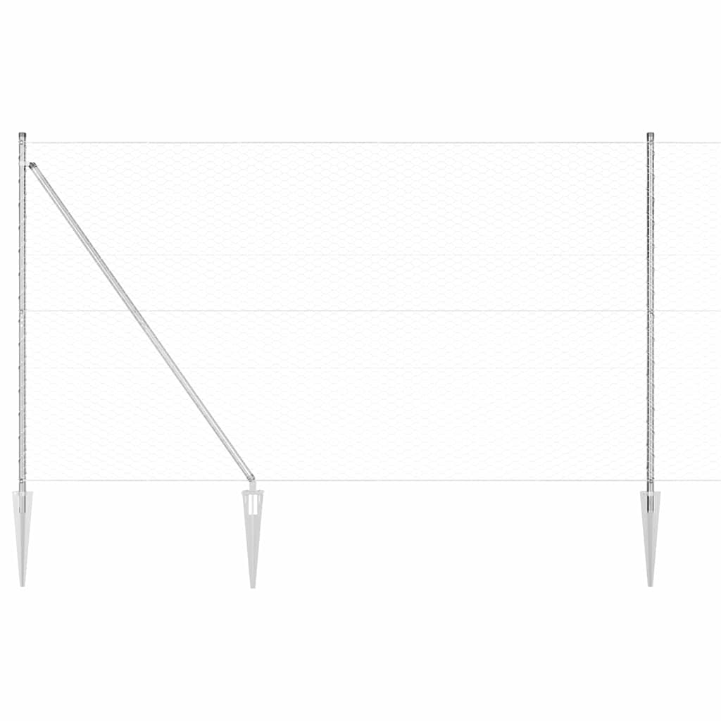 vidaXL Zaunpfosten Silber 25 x 1,6 m (36 mm Mesh) Stahl
