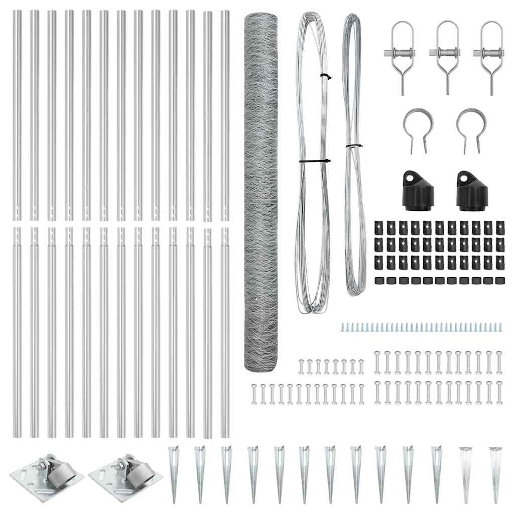 vidaXL Zaunpfosten Silber 25 x 1,6 m (36 mm Mesh) Stahl