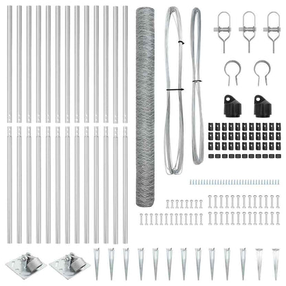 vidaXL Zaunpfosten Silber 25 x 1,6 m (50 mm Geflecht) Stahl
