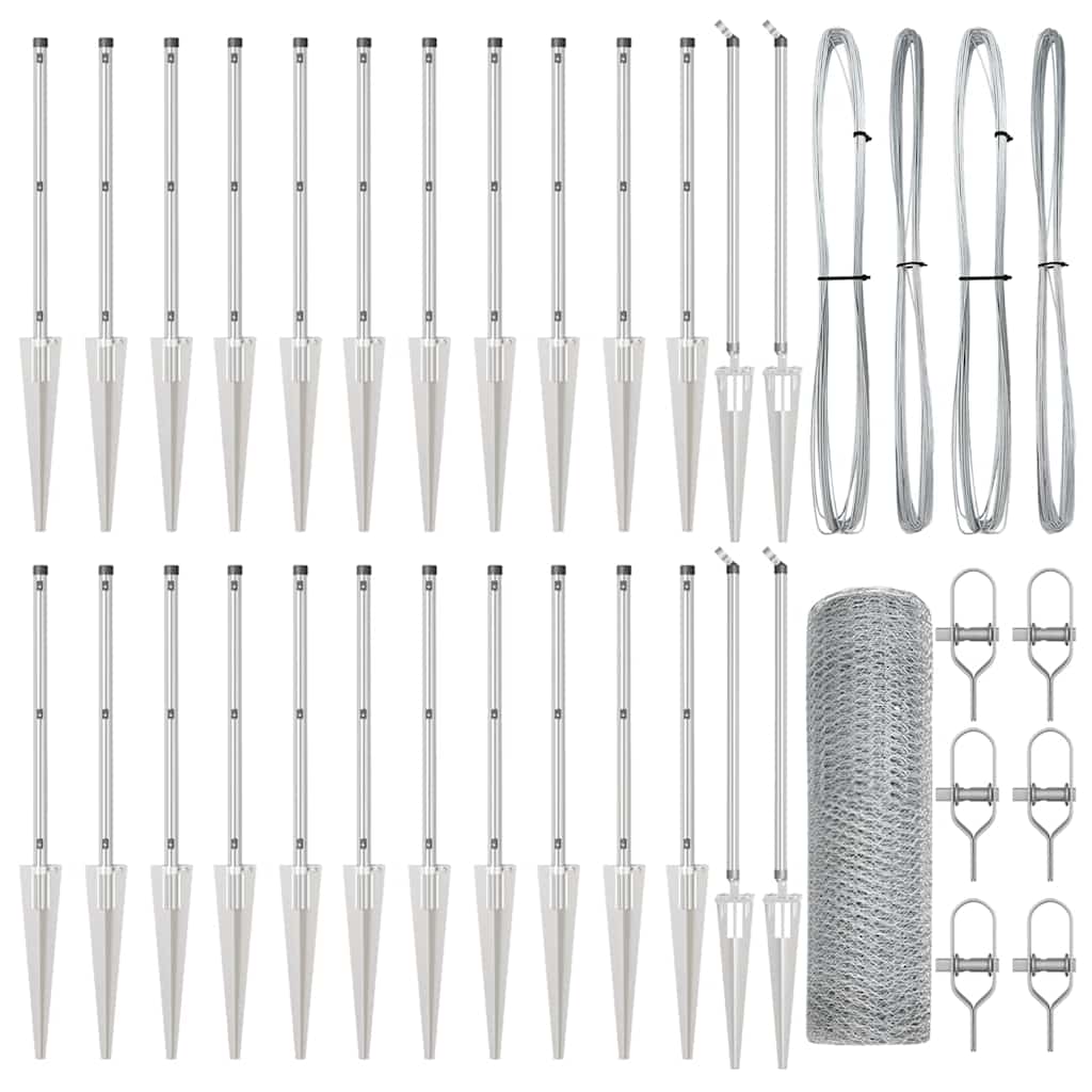 Zaunpfosten Silber 50 x 0,4 m (25 mm Netz) Stahl