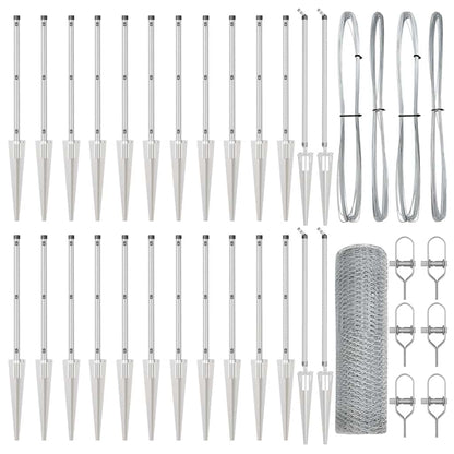 Zaunpfosten Silber 50 x 0,4 m (25 mm Netz) Stahl