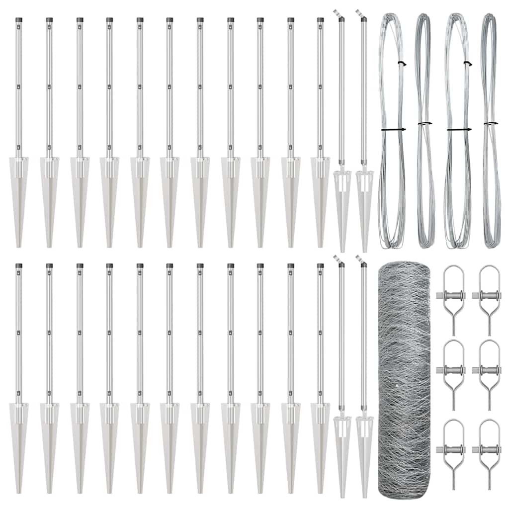 Zaunpfosten Silber 50 x 0,5 m (36 mm Netz) Stahl