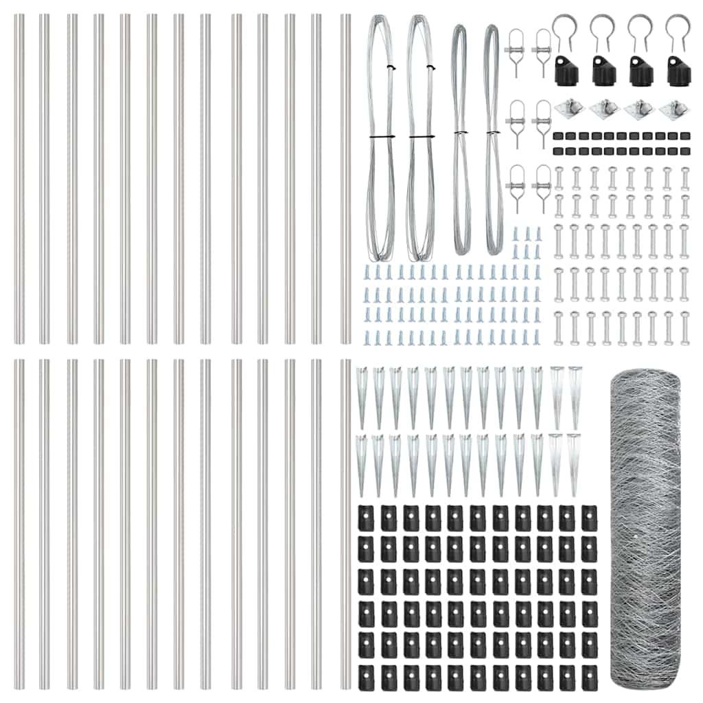 Zaunpfosten Silber 50 x 0,5 m (36 mm Netz) Stahl