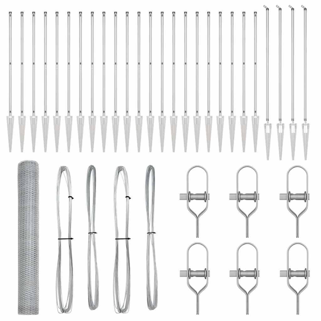 Zaunpfosten Silber 50 x 1,2 m (25 mm Maschen) Stahl