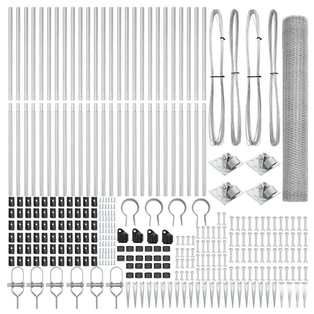 vidaXL Zaunpfosten Silber 50 x 1,4 m (13 mm Maschenweite) Stahl