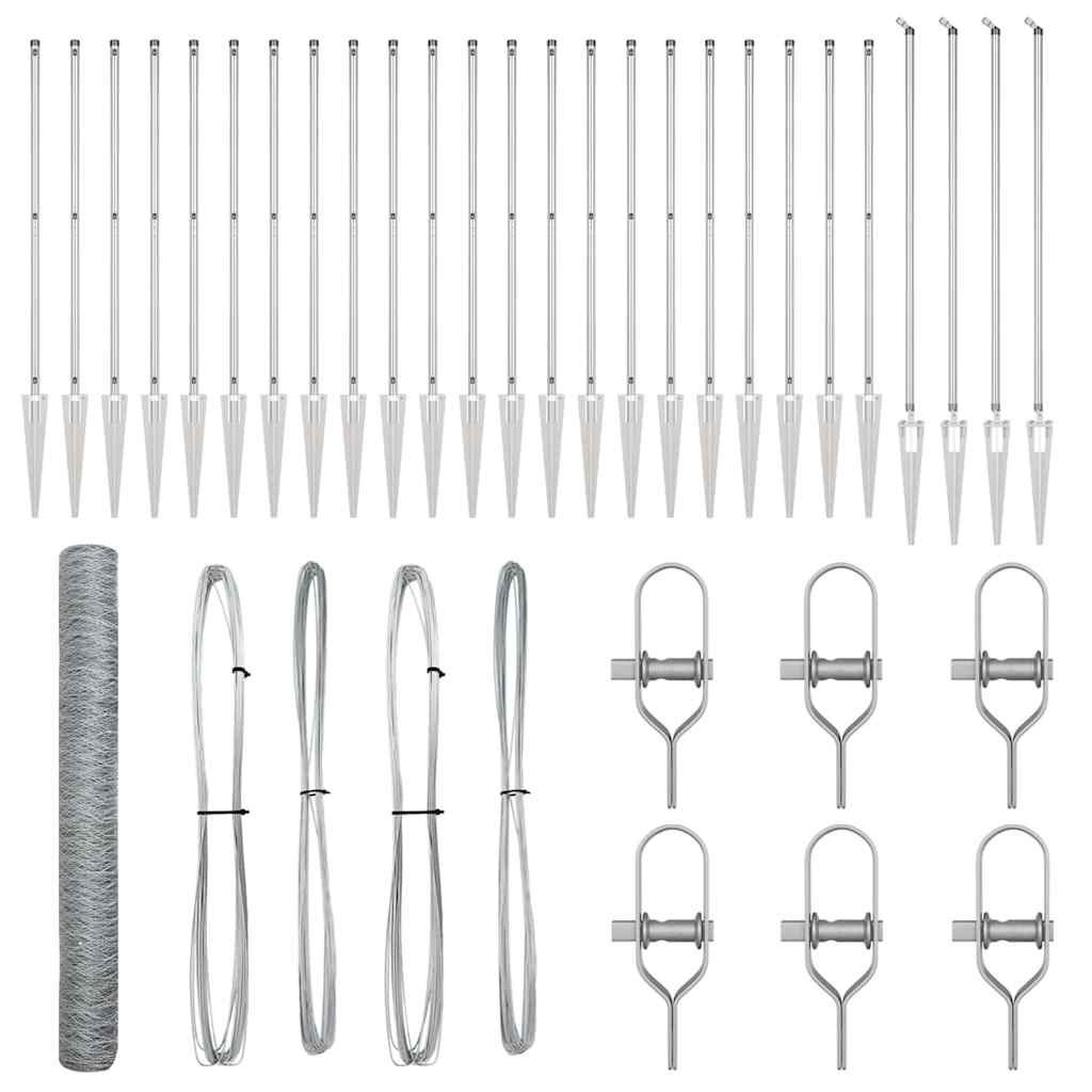 Zaunpfosten Silber 50 x 1,4 m (36 mm Netz) Stahl