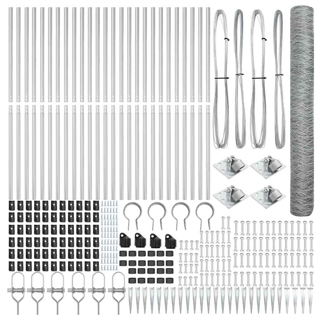 Zaunpfosten Silber 50 x 1,4 m (36 mm Netz) Stahl