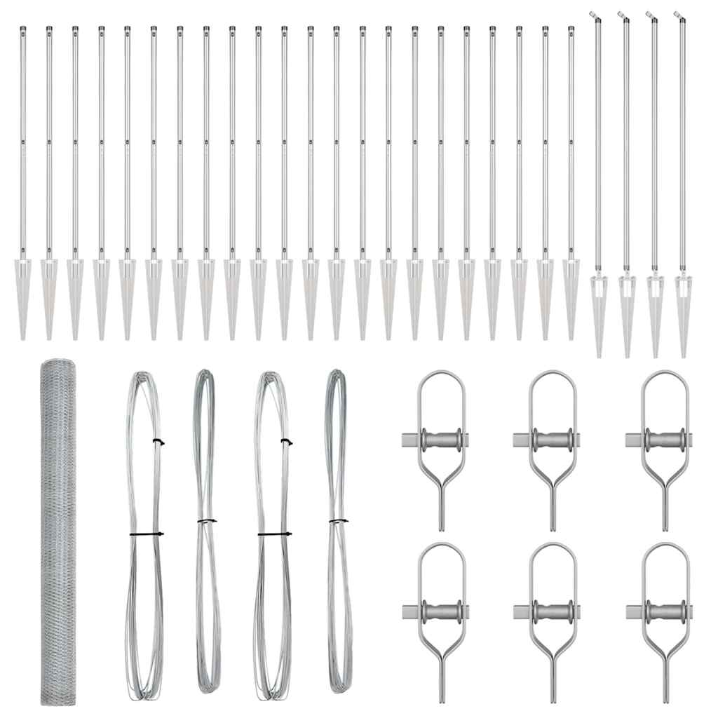 Zaunpfosten Silber 50 x 1,5 m (13 mm Maschen) Stahl