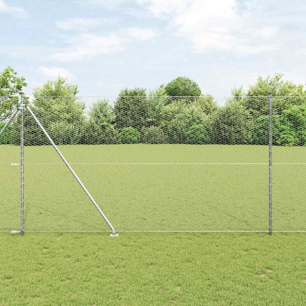 vidaXL Zaunpfosten Silber 50 x 1,6 m (25 mm Maschenweite) Stahl