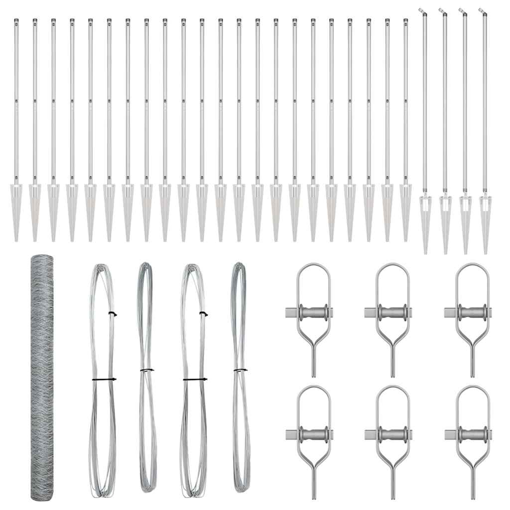 Zaunpfosten Silber 50 x 1,6 m (36 mm Gitter) Stahl