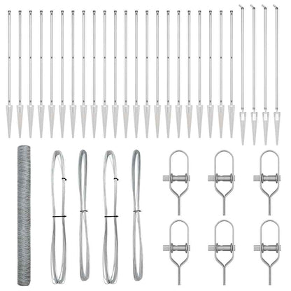 Zaunpfosten Silber 50 x 1,6 m (36 mm Gitter) Stahl