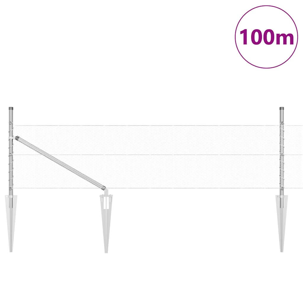 Zaunpfosten Silber 100 x 0,4 m (13 mm Maschenweite) Stahl