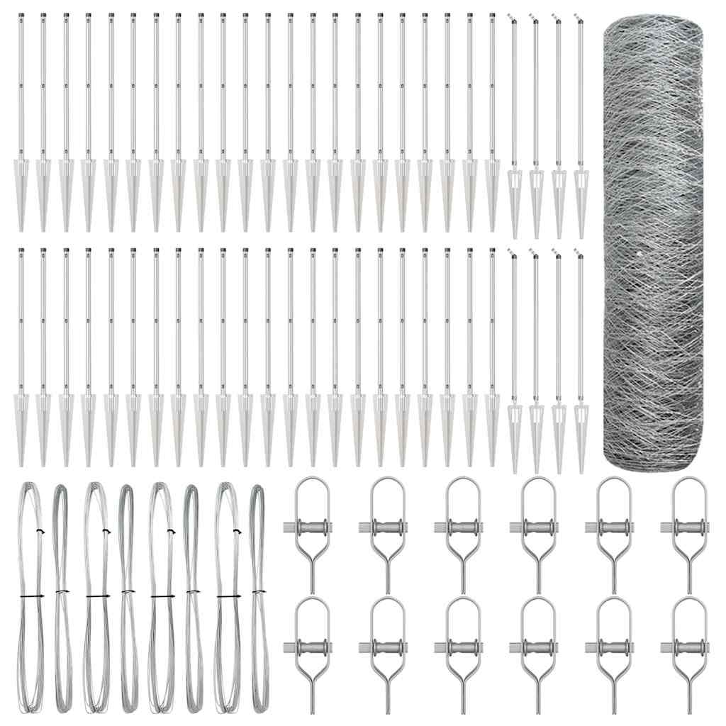 vidaXL Zaunpfosten Silber 100 x 0,4 m (36 mm Maschen) Stahl