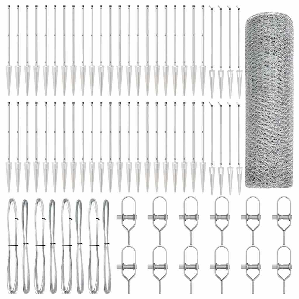 Zaunpfosten Silber 100 x 0,5 m (13 mm Netz) Stahl