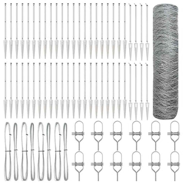 vidaXL Zaunpfosten Silber 100 x 0,5 m (50 mm Maschenweite) Stahl