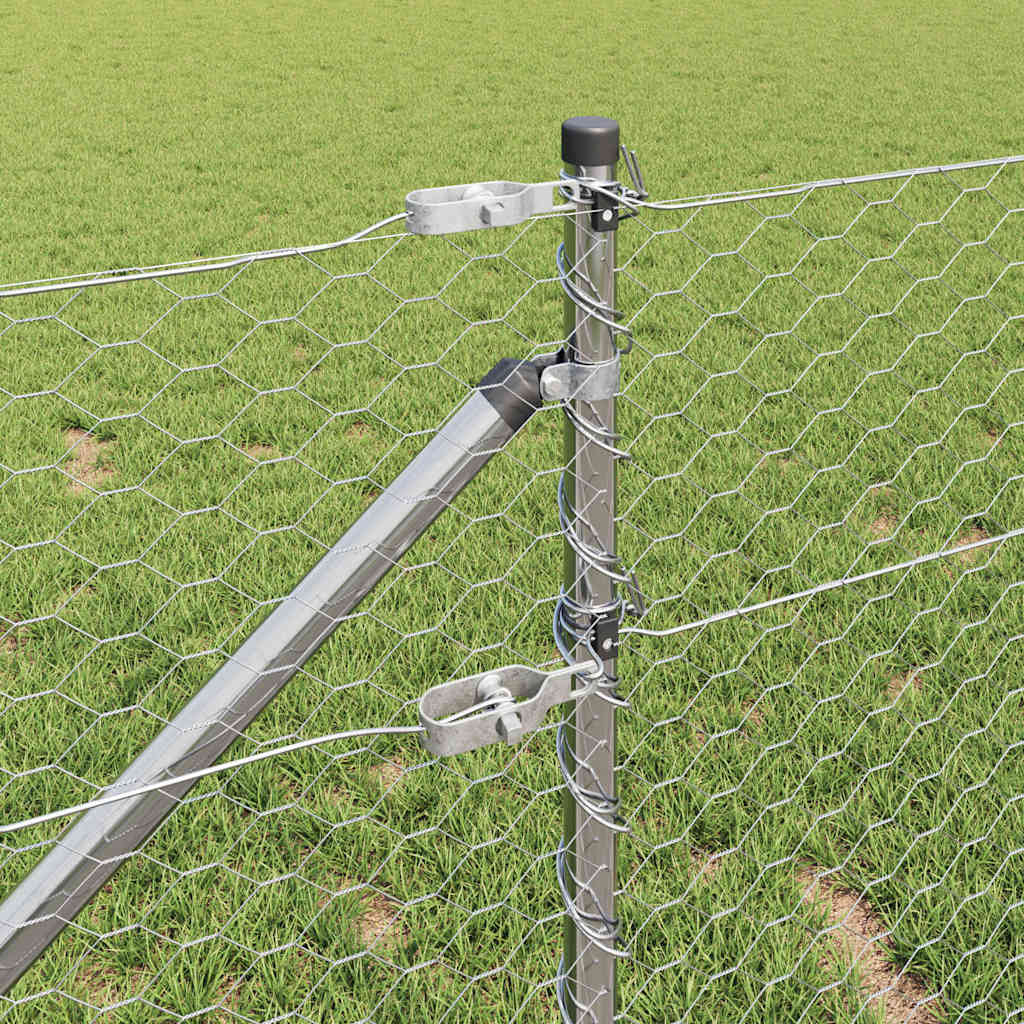 Zaunpfosten Silber 100 x 0,6 m (36 mm Maschen) Stahl