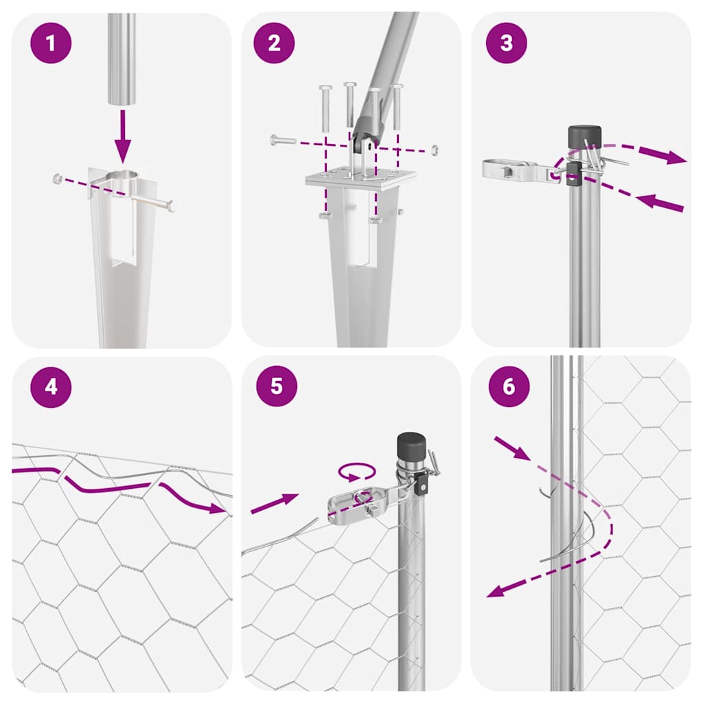Zaunpfosten Silber 100 x 0,6 m (36 mm Maschen) Stahl