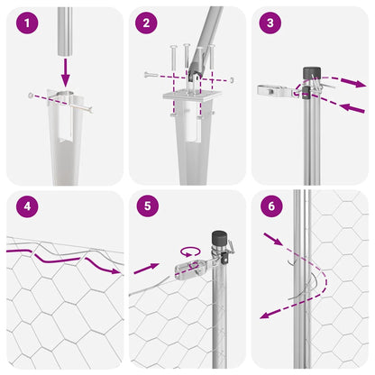 Zaunpfosten Silber 100 x 0,6 m (36 mm Maschen) Stahl