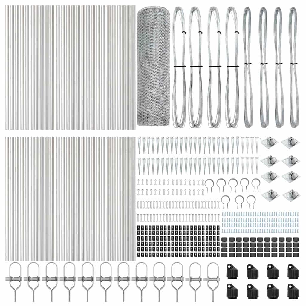 Zaunpfosten Silber 100 x 0,8 m (25 mm Gitter) Stahl