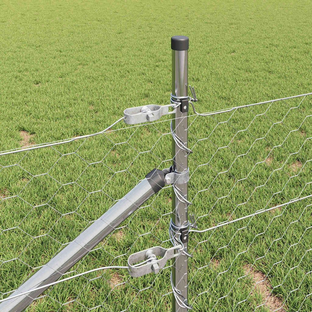 Zaunpfosten Silber 100 x 0,8 m (50 mm Maschen) Stahl