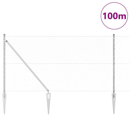 Zaunpfosten Silber 100 x 1 m (25 mm Maschen) Stahl