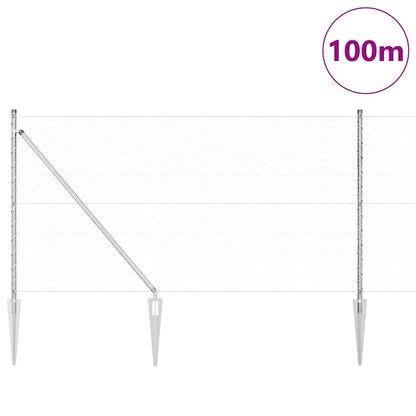Zaunpfosten Silber 100 x 1 m (50 mm Maschenweite) Stahl
