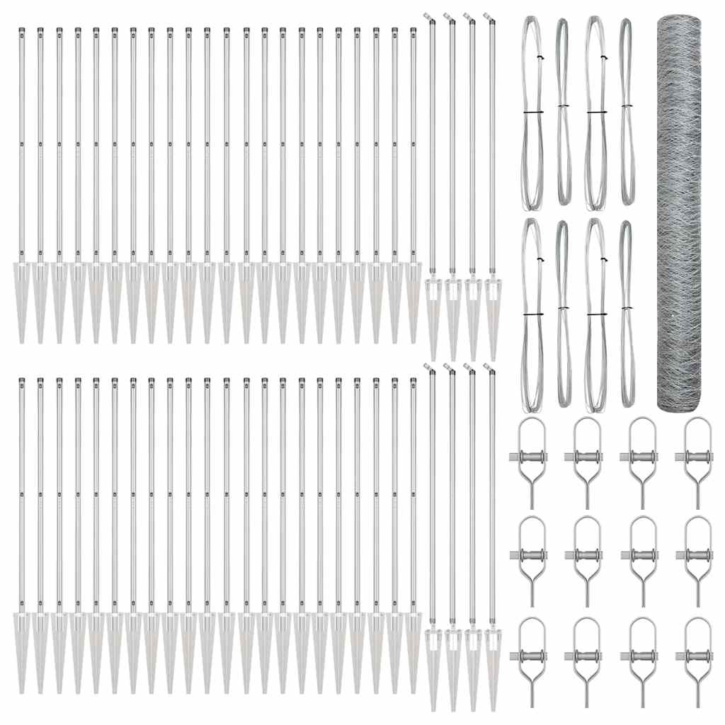 vidaXL Zaunpfosten Silber 100 x 1,2 m (36 mm Maschen) Stahl